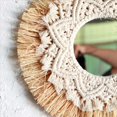 thumbnail image 4 of 2X Nórdico Tejido de Paja Hotel Bed Y Breakfast Pared Boho Decoración Espejo Tejido Una Mano Decoración de Pared Macramé Espejo, 4 of 6