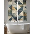 thumbnail image 5 of Rhombus Navy Blue Green Sheer Curtains 72 Inch Length 2 Panels Set, Geometric Modern Abstract Voile Window Treatment Rod Pocket Curtains Sheers Drapes for Bedroom/Living Room/Kitchen 52"x72"x2, 5 of 7