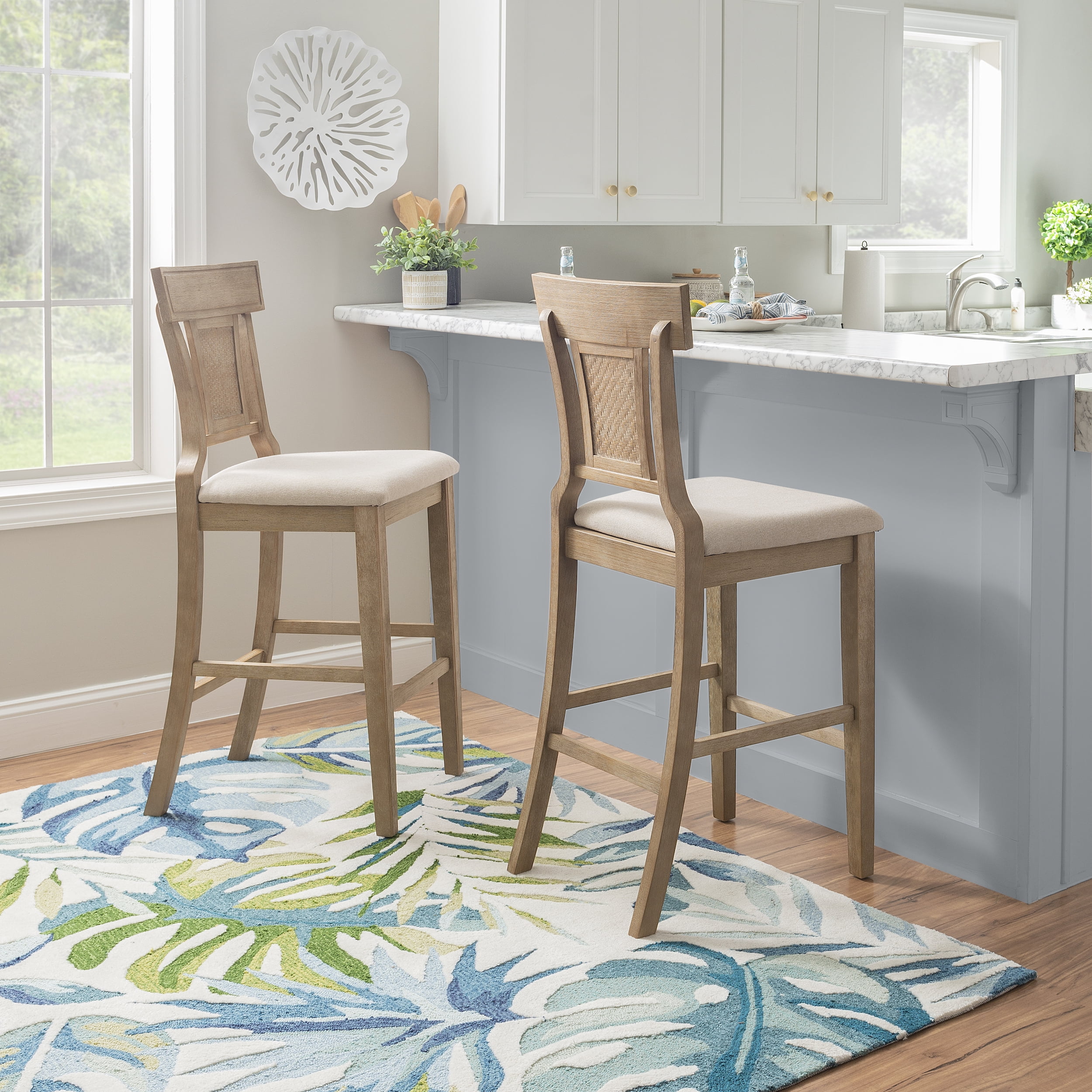 Free Shipping Linon Rylan 30 High Back Indoor Wood Bar Stool Rustic Graywash Beige Walmart