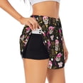thumbnail image 3 of Lsque Skull Daisy Printed Women's Running Shorts with Liner Pockets,Elastic Quick Dry Workout Athletic Gym Yoga Shorts,Womens High Waist Shorts-Small, 3 of 9