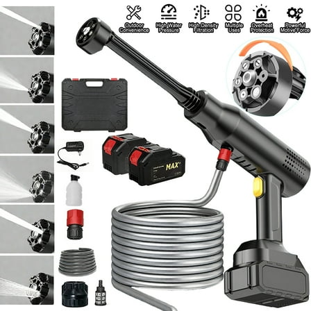 Cordless High Pressure Washer 21V, 30Bar/435PSI Portable Jet Washer with 2 Batteries & Charger, Lightweight Power Washer for Car Wash, Driveway, Patio, Window and Garden Cleaning