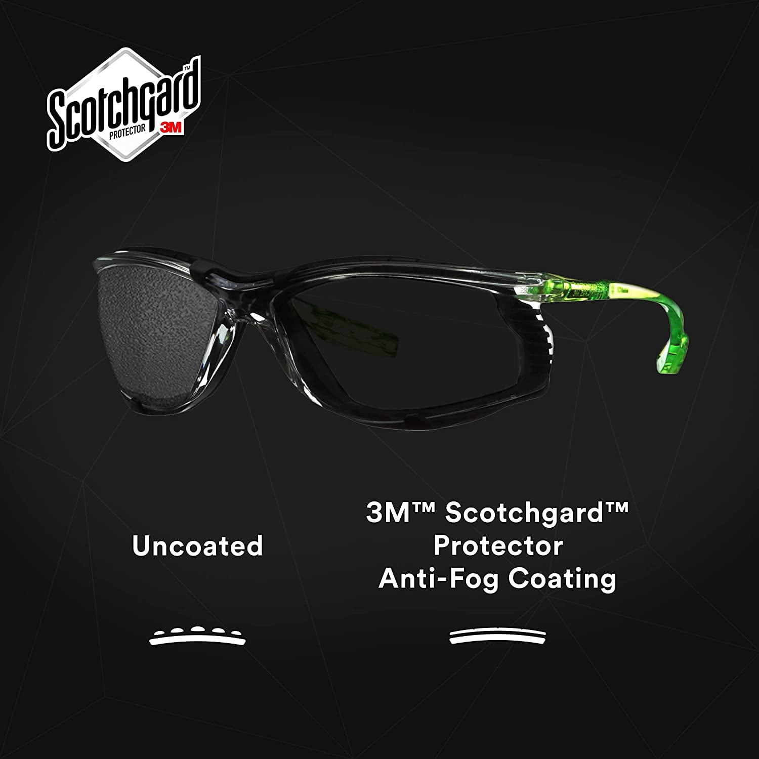 3m Safety Glasses,Foam Lined,Unisex SCCS07SGAF-GRN-F