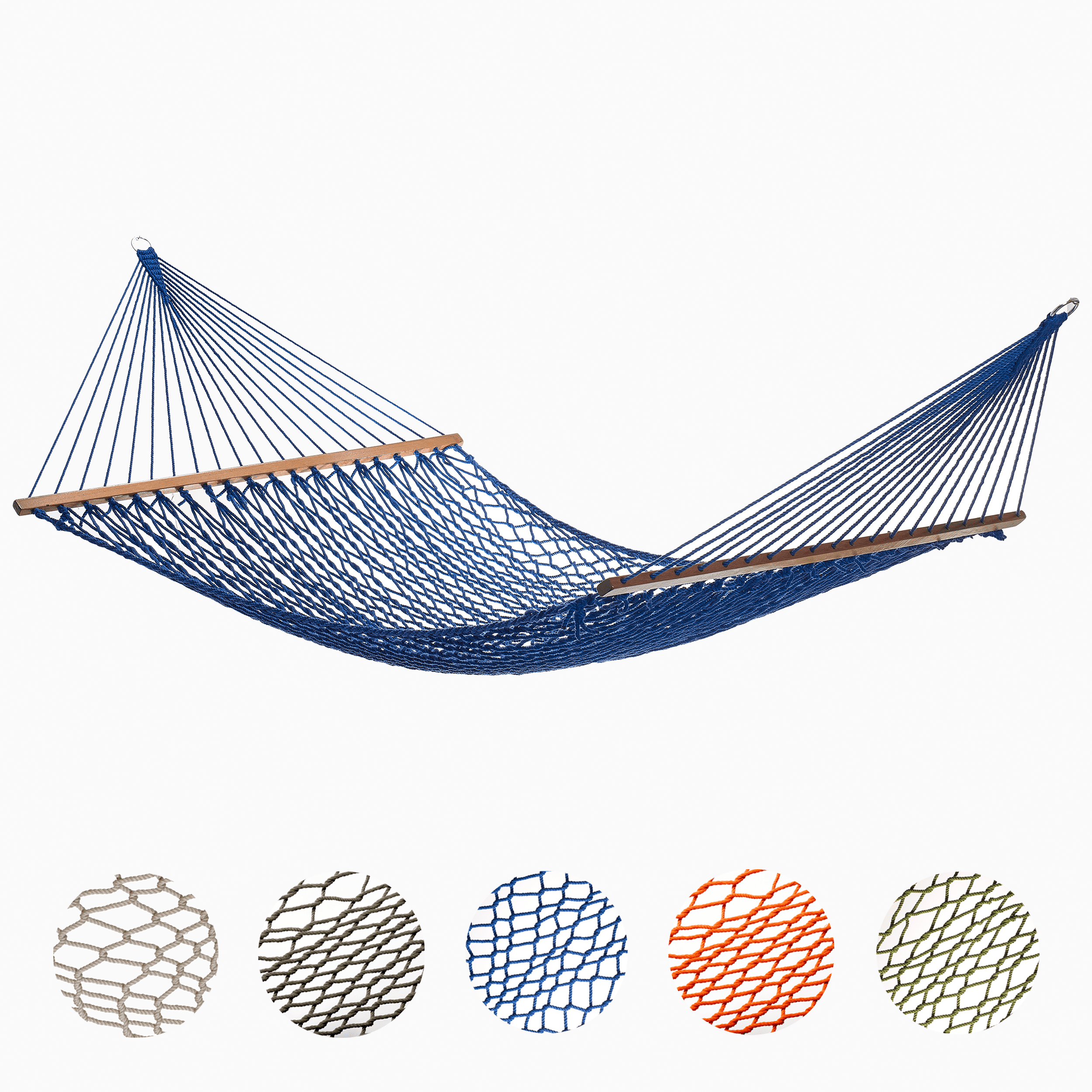 Fab Habitat Rope Recycled Polyester Hammock - Miami - Blue - Indoor/Outdoor, Quick Dry, 2 Person 400 lbs Capacity - Patio, Poolside, Backyard, Garden, Beach, Balcony - 12-14 ft Adjustable