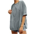 thumbnail image 2 of Womens Oversized T Shirts Summer Trendy Short Sleeve Crew Neck Tops Loose Fit Side Slit Tee, Limited Time, 2 of 6