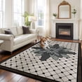 thumbnail image 2 of Large Area Rugs for Living Room Bedroom, Retro Flowers 8'x10' Rug Washable Carpet Runner Indoor Outdoor, Boho Ethnic Retro Abstract Florals Grid Non Slip Floor Mats Rug for Kitchen, Patio, 2 of 8