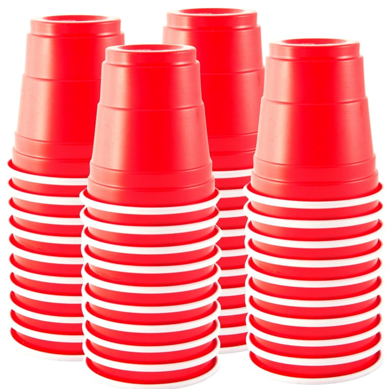 (40) Mini Red Plastic Solo Cups 2oz Plastic Shot Glasses Disposable Cup Jello Shots, Perfect Size for Serving Condiments Snacks Samples Tastings Beer