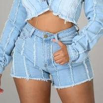 Xixinqiwan Women's Summer High Waisted Stretchy Denim Shorts Casual Raw Hem Jean Shorts Trendy Outfits