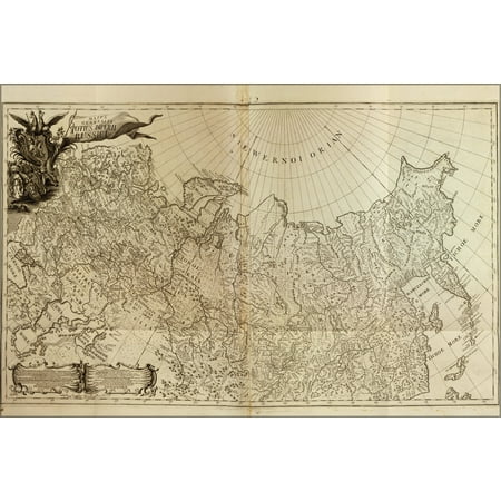 24"x36" Gallery Poster, MAP of russia 1726 in german