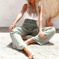 thumbnail image 2 of Pantalones casuales con cintura elástica con ribete de botones,Pantalones de pierna ancha para mujer Pantalones de pierna ancha con ribete de botones Pantalones casuales con ribete de botones Diseño a prueba de futuro, 2 of 8