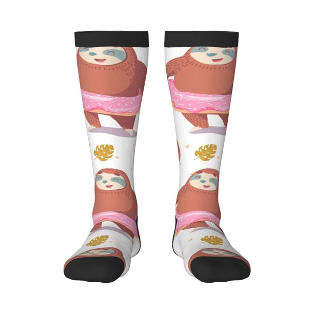 Balery Sloth with Donuts1 Calcetines novedosos Calcetines deportivos Calcetines hasta la rodilla Calcetines de algodón Calcetines originales y geniales