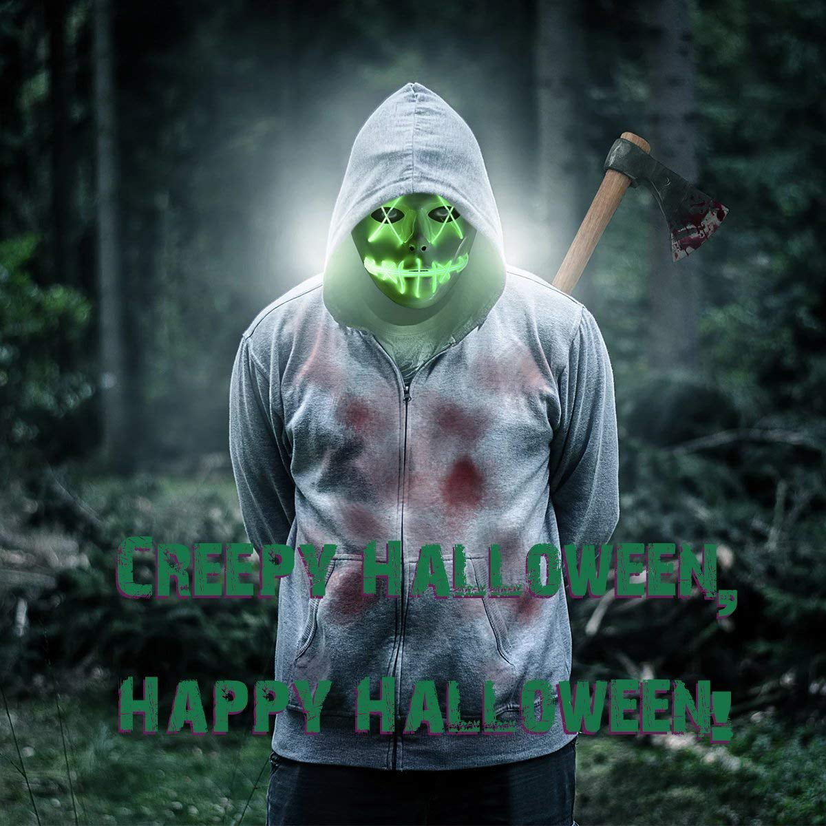 green ALINILA Halloween Mask LED Light Up Mask EL Wire Scary Mask for Festival Cosplay Halloween Costume 