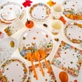 thumbnail image 7 of HOWAF Fall Party Tableware Set, Fall Pumpkin Party Supplies Dinnerware Set, Pumpkin Patch Paper Plates, Cup, Napkins, Knife, Fork, Straw, Plastic Tablecloth, Sunflower Autumn Dinnerware for 12 Guests, 7 of 7