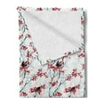 thumbnail image 2 of Spring Soft Flannel Fleece Blanket, Vintage Chinese Shabby Form Tree with Hummingbirds Flower Leaf Branch Image, Cozy Plush for Indoor and Outdoor Use, 50" x 70", Pale Blue Red White, by Ambesonne, 2 of 5