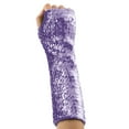 thumbnail image 3 of QATAINLAV Women's Sparkly Sequin Gloves Carnival Party Dance Costume Long Fingerless Glitter Gloves Purple, 3 of 5