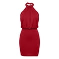 thumbnail image 7 of Fashion Beach Dresses for Womens Plus Size Summer Sleeveless Round-Neck Dress Solid Color Bandage Bodycon Mini Dress, 7 of 7
