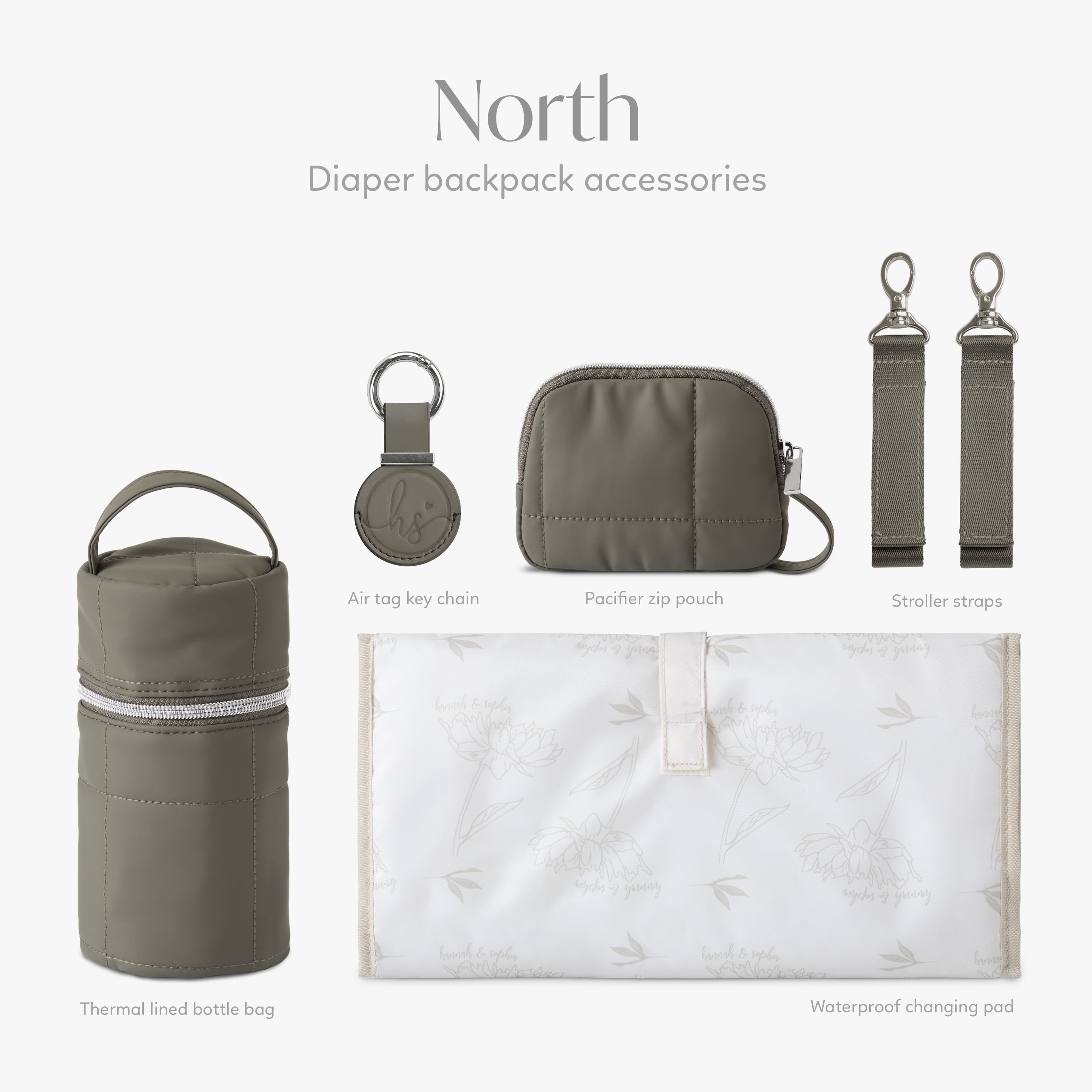 Hannah & Sophia North Backpack 5pc Set, Forest Green