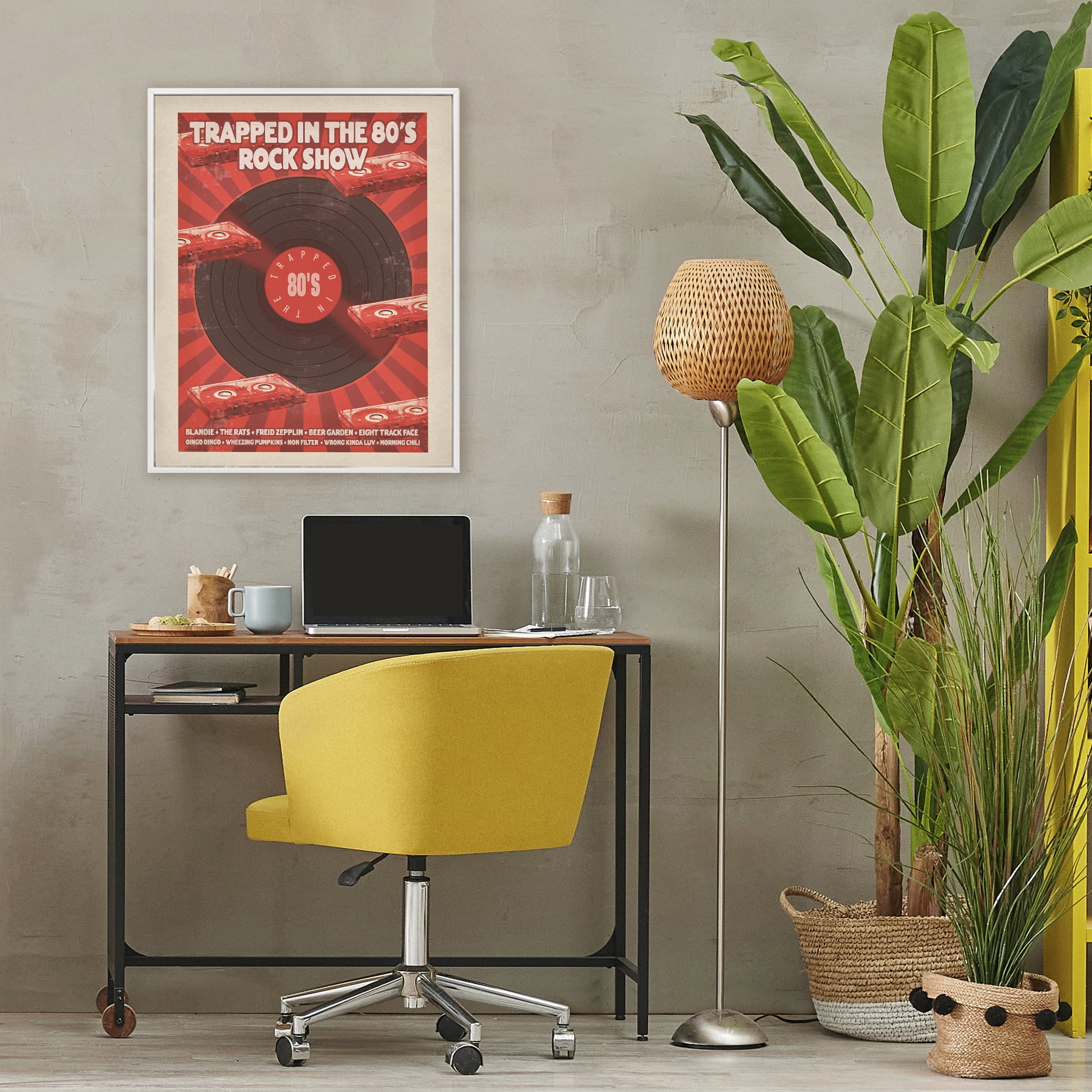 Stupell Industries Trapped in 80s Rock Show White Framed Giclee Art, design by Old Red Truck