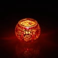 thumbnail image 2 of Contemporary Home Living Handcrafted Mosaic Glass Votive Candle Holder - 3.5" - Orange, 2 of 4