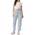 thumbnail image 2 of INSPIRE CHIC Womens Pajama Bottoms Fleece Fuzzy Elastic Waistband Loungewear Plush Warm Winter Long Pants with Pockets XS Sky Blue, 2 of 5