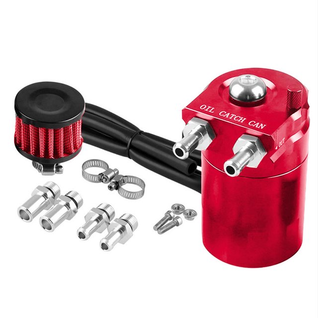 Auto Car Baffled Oil Catch Can Tank con filtro de aire Manguera Colector de combustible del vehículo JShteea Accesorios para autos y motos