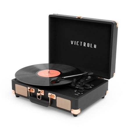 Victrola Journey Bluetooth Suitcase Record Player with 3-speed Turntable - Black