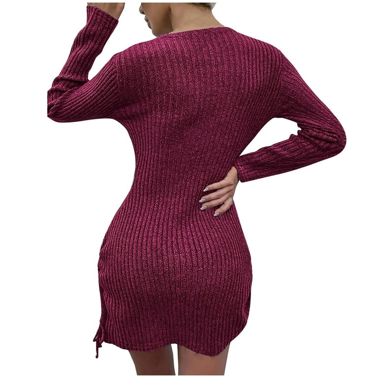 GigrtiJin Sweater Dress for Women V Neck Long Sleeve Sexy