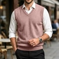 thumbnail image 3 of Dwellite Mens Sweater Vest Casual Sleeveless Knit Pullover V Neck Solid Knit Business Office Fall Winter Sweaters Pink M, 3 of 8