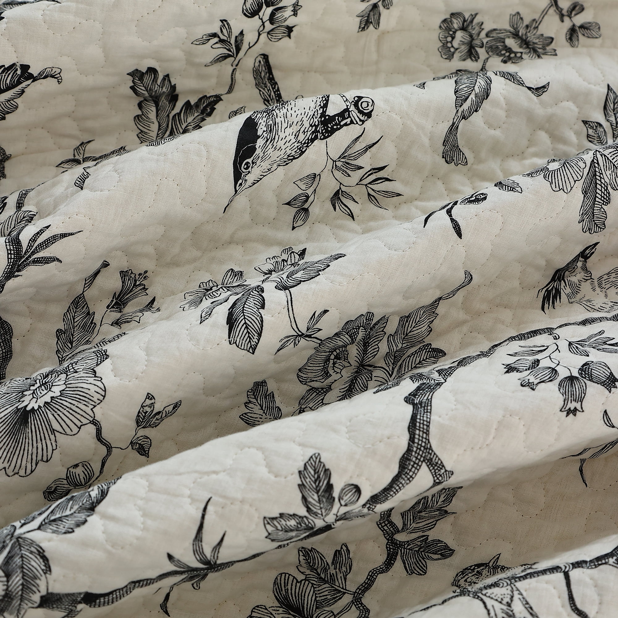 Evenhug Quilt Set 2-Piece Twin Blackbird Cotton Quilt Bedding Set With 2 Pillow Shams