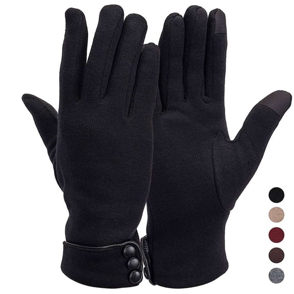 BadPiggies Women's Winter Warm Gloves with Sensitive Touch Screen Texting Fingers Fleece Lined Windproof Driving Gloves (Black)