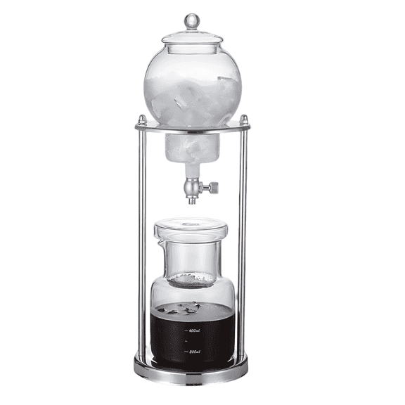 Cold Brew Drip Coffee Maker, 20.3 oz / 600 ml Luxury Ice Cold Brew Dripper with Stainless Steel Stand, Glass Coffee Maker, 17.7 in / 45 cm Height, Summer Iced Tea Brewer