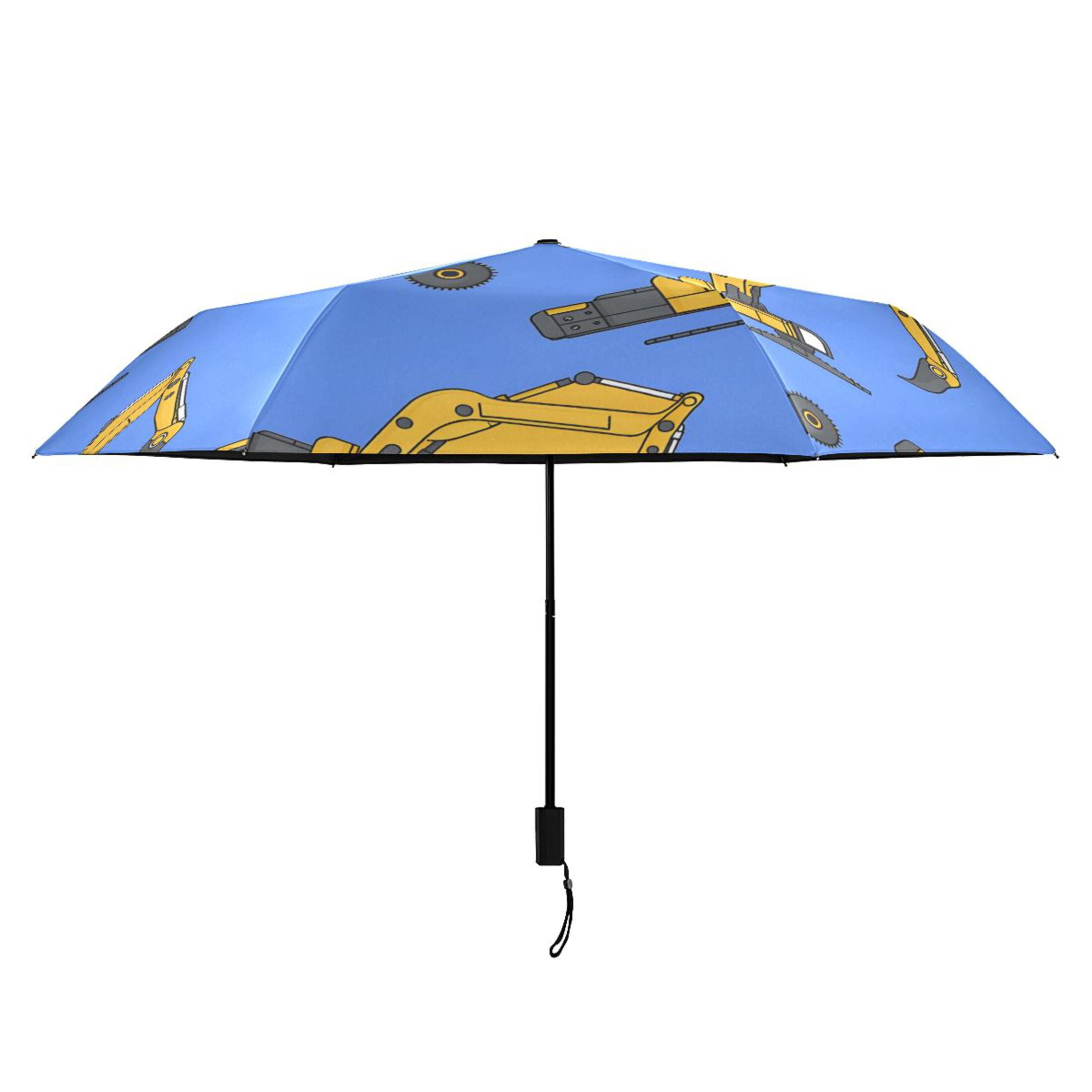 ALAZA Cartoon Excavator Trucks UPF 50+ Compact Folding Umbrella for Rain Travel Umbrella Packable