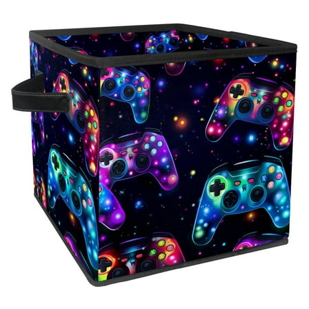 Game Controller Large Capacity Foldable Storage Baskets with Handle, 10.8"x10.5"x10.6", Toy Storage Cube Organizer Storage Containers