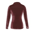 thumbnail image 4 of RYRJJ Vintage Velvet Top for Women Elegant Long Sleeve Button Down Shirts Solid Casual Collared Work Velour Blouses with Pockets(Coffee,S), 4 of 4