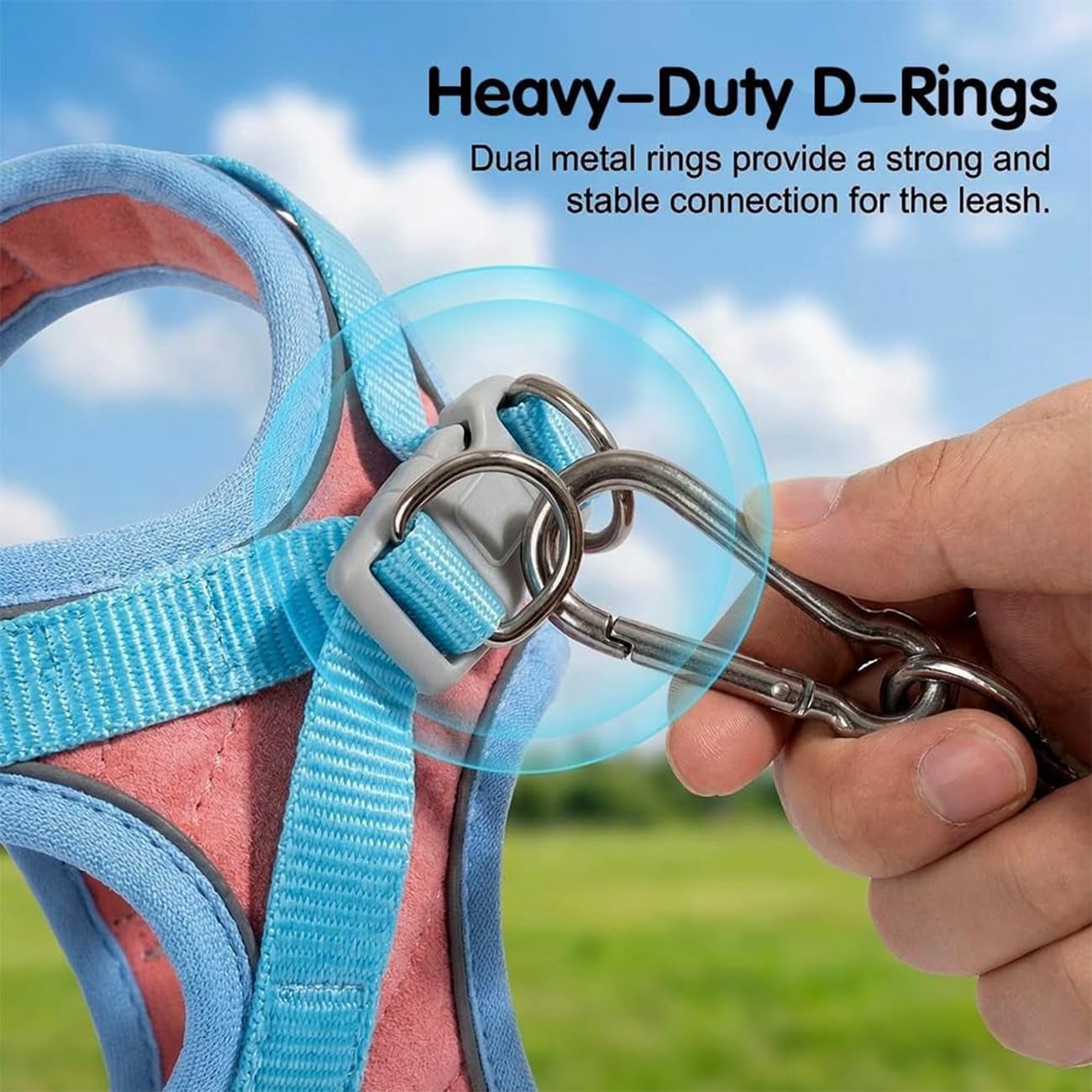 Cat Harness and Leash, Escape Proof Adjustable Step-in Cat Vest Harness, Soft Suede Reflective Pet Harness for Walking, for Kittens, Small Medium Cats, Rabbits & Small Dogs