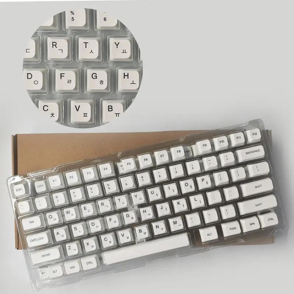 Mechanical Keyboard Keycaps Replacement 120pcs Minimalist White Keycap Set English Japanese Korean Russian