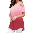 thumbnail image 3 of Enwejyy Women Round Neck Casual Off-The-Shoulder Gradient Top, 3 of 4