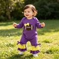 thumbnail image 6 of Newborn Baby Girl Football Outfit Game Day Rugby Long Sleeve Romper Ruffle Jumpsuit Infant Fall Winter Clothes, 6 of 7