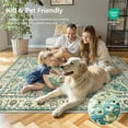 thumbnail image 6 of Floral Medallion Area Rug - 3x5 Distressed Entry Throw Rug Turkish Indoor Accent Rug Non-Slip Washable Low-Pile Carpet for Entrance Living Room Bedroom Dining Table, Sky/Baby Blue, 6 of 8