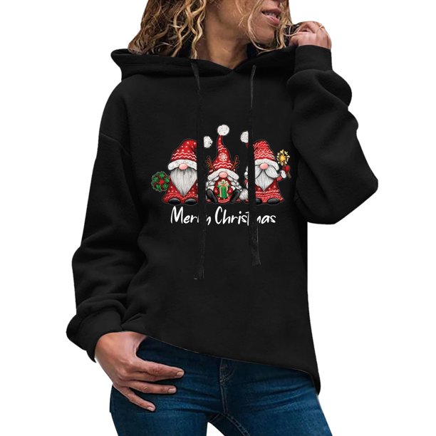 Sudadera con Cremallera Gibobby Mujer Capucha Estampado Navidad Negro M
