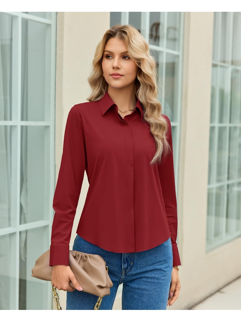 dress shirts with hidden collar buttons Men's Big & Tall Westport Black Long Sleeve Button Down Petal Print Knit Sport Shirt Wine / 2XB 100% Egyptian Cotton Thread Count Men's Big & Tall Westport