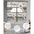 thumbnail image 2 of White Green Blue Swag Kitchen Curtains Sets for Windows 24 Inch Length, Vintage Wooden Rustic White Daisy Floral Short Window Curtain Panels Swags Valances and Tiers 3 Piece Set for Cafe/Dining Room, 2 of 5