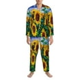 thumbnail image 4 of Kll Landscape With Sunflowers Sleepwear Mens Flannel Pajamas,Long Cotton Pj Set, 4 of 9