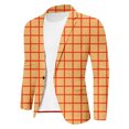 thumbnail image 4 of Rggeeun Toddler Boys Outerwear Big-Plaid Printed Woven Lapel Long Sleeve Formal Suit Cardigan Slim Fit Jacket Buttons On Fashion Casual Coat Business For Kids Fashion Wear,Khaki,7-8 Years, 4 of 4