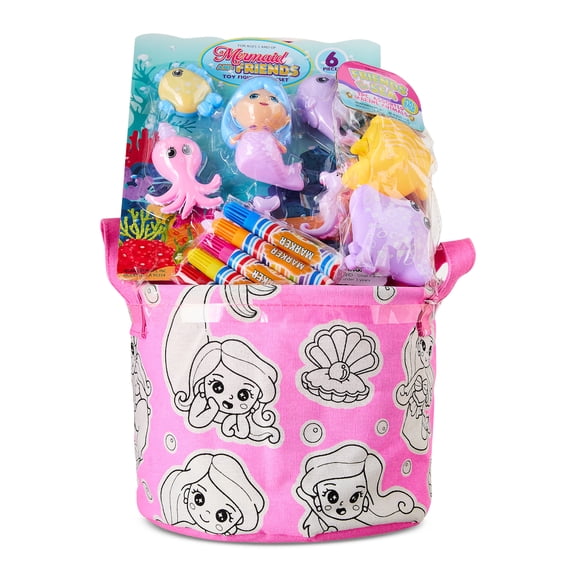 Prefilled Color Your Bin Mermaid Easter Basket Gift Set, by Wondertreats