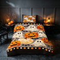 thumbnail image 2 of Homewish Halloween Pumpkin Ghost Twin Duvet Cover, Bat Spider Web Twin Bedding, Gray Orange White, Pumpkin Bat Reversible 2 Pieces, 1 Duvet Cover and 1 Pillowcase, 2 of 7