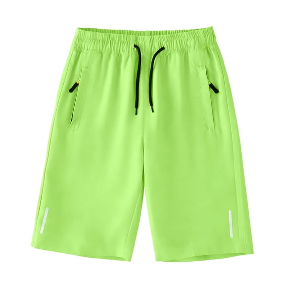 Girls Shorts for Boys Boys Athletic Shorts Children's Basketball Soccer Running Sports Gym Active Shorts with Zipper Pockets Green 7-8Y