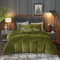 thumbnail image 2 of The Art Box Duvet Cover 3-Piece, Light Green, Crushed Velvet Quilt Cover with 2 Pillow Shams - Living Room, Bedroom, Hotel Luxury Duvet Set - Ultra Soft Cool and Breathable Duvet Cover, US King, 2 of 4