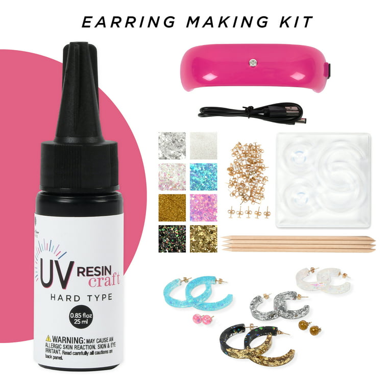 Blue Moon Beads UV Resin Hoop & Stud Earring Jewelry-Making Kit, Multi-Color