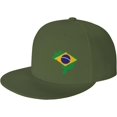 thumbnail image 2 of Wikjxiz Brasil Flag of Brazil Hats for Men Women Adjustable Flat Bill Brim Trucker Hats Hip Hop Baseball Cap Black, 2 of 8