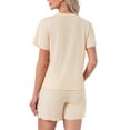 thumbnail image 3 of INSPIRE CHIC Women's Pajama Set Short Sleeve Top with Built-in Bra and Shorts Comfy Sleepwear Lounge Sets with Pockets M Beige, 3 of 6
